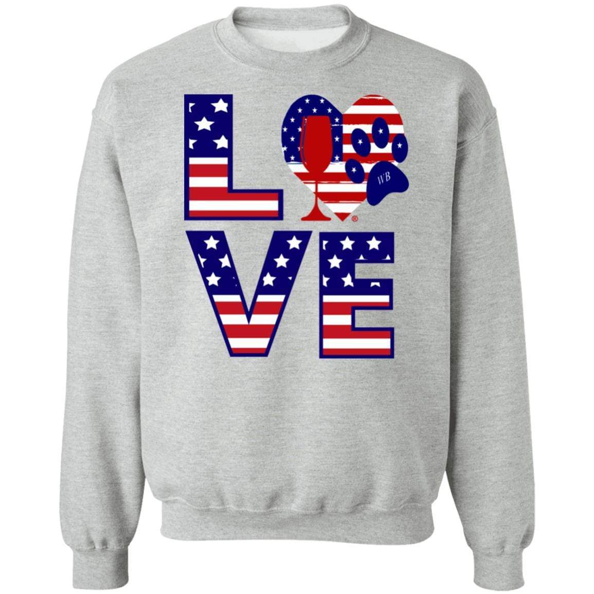 Sweatshirts Sport Grey / S Winey Bitches Co "American Love Paw" Crewneck Pullover Sweatshirt  8 oz. WineyBitchesCo