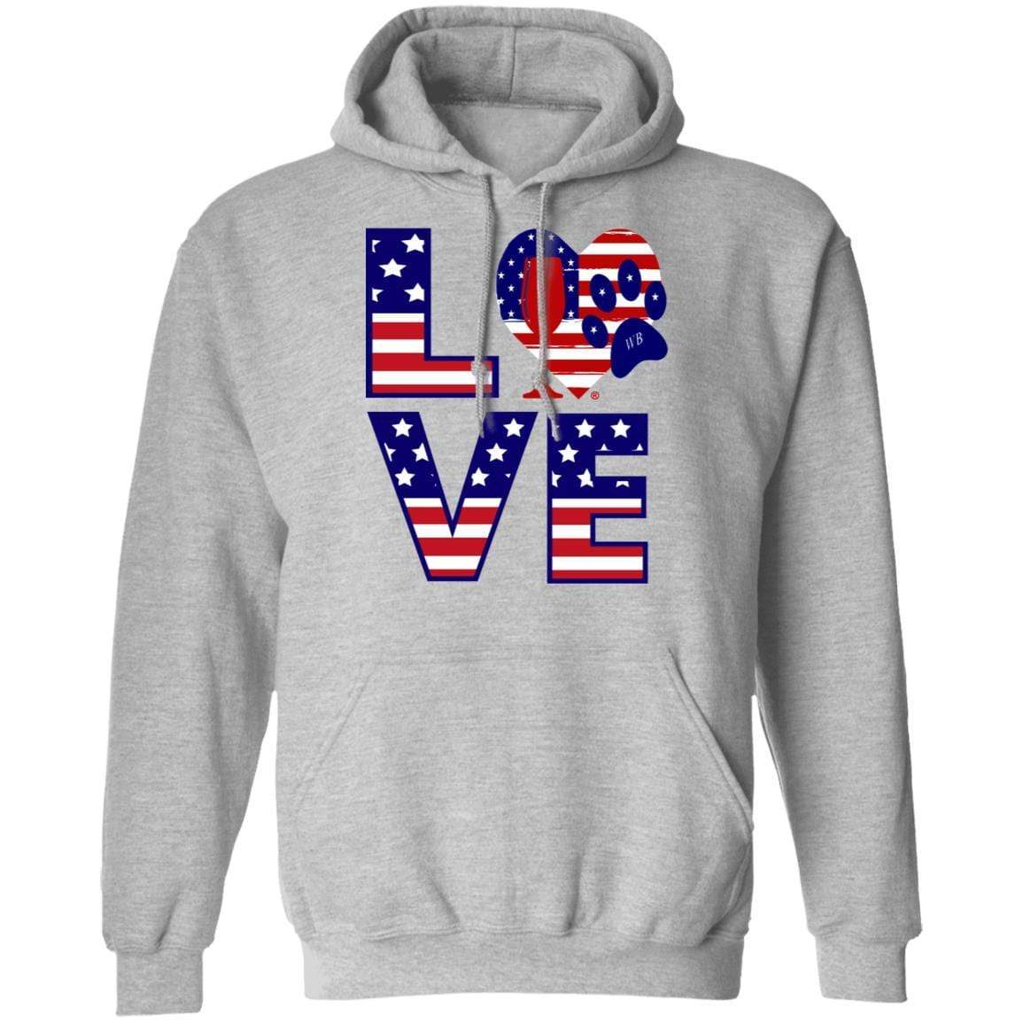 Sweatshirts Sport Grey / S Winey Bitches Co "American Love Paw" Pullover Hoodie 8 oz. WineyBitchesCo