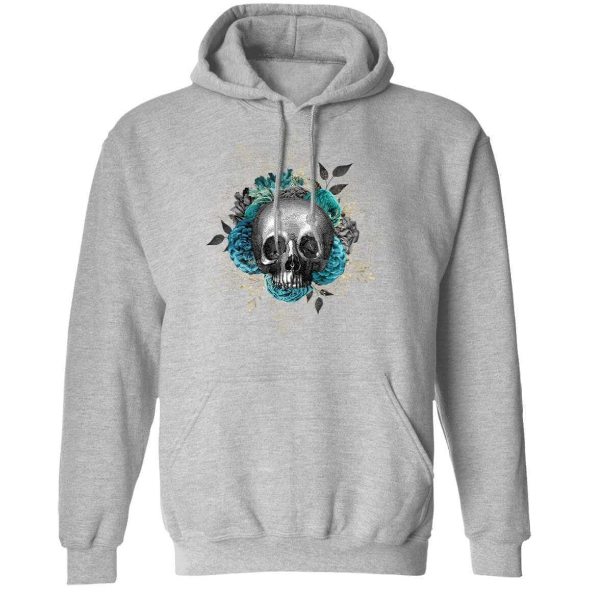 Sweatshirts Sport Grey / S Winey Bitches Co Floral Skull Design #3 Pullover Hoodie 8 oz. WineyBitchesCo