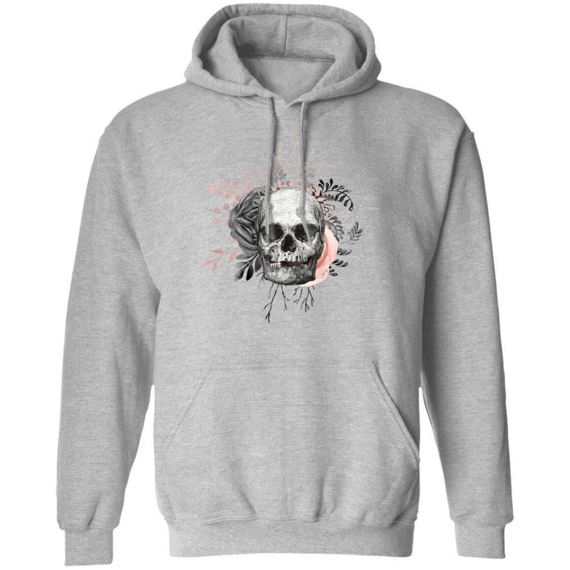 Sweatshirts Sport Grey / S Winey Bitches Co Floral Skull Design #4 Pullover Hoodie 8 oz. WineyBitchesCo