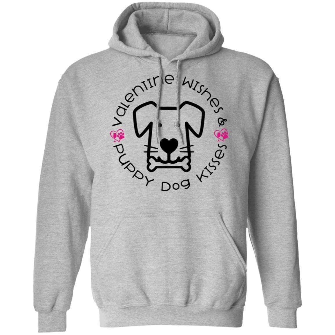 Sweatshirts Sport Grey / S Winey Bitches Co Valentine Wishes and Puppy Dog Kisses" (Dog) Pullover Hoodie 8 oz. WineyBitchesCo