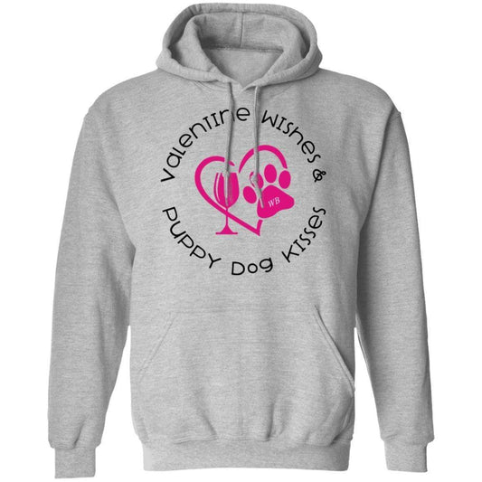 Sweatshirts Sport Grey / S Winey Bitches Co Valentine Wishes and Puppy Dog Kisses" (Heart) Pullover Hoodie 8 oz. WineyBitchesCo