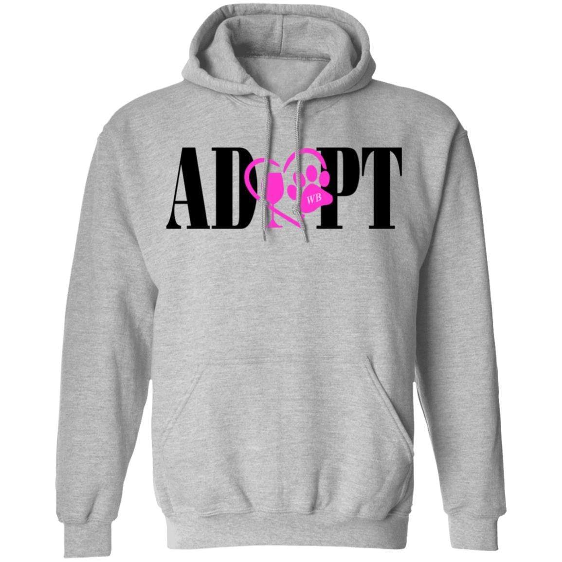 Sweatshirts Sport Grey / S WineyBitches.Co “Adopt” Pullover Hoodie 8 oz.- Pink Heart- Blk Lettering WineyBitchesCo