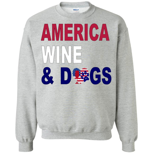 Sweatshirts Sport Grey / S WineyBitches.Co America Wine & Dogs Crewneck Pullover Sweatshirt  8 oz. WineyBitchesCo