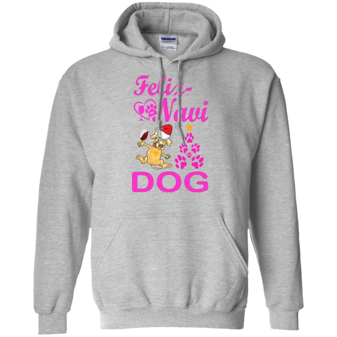 Sweatshirts Sport Grey / S WineyBitches.Co "Feliz Navi Dog" Pullover Hoodie 8 oz. -Pink Lettering WineyBitchesCo