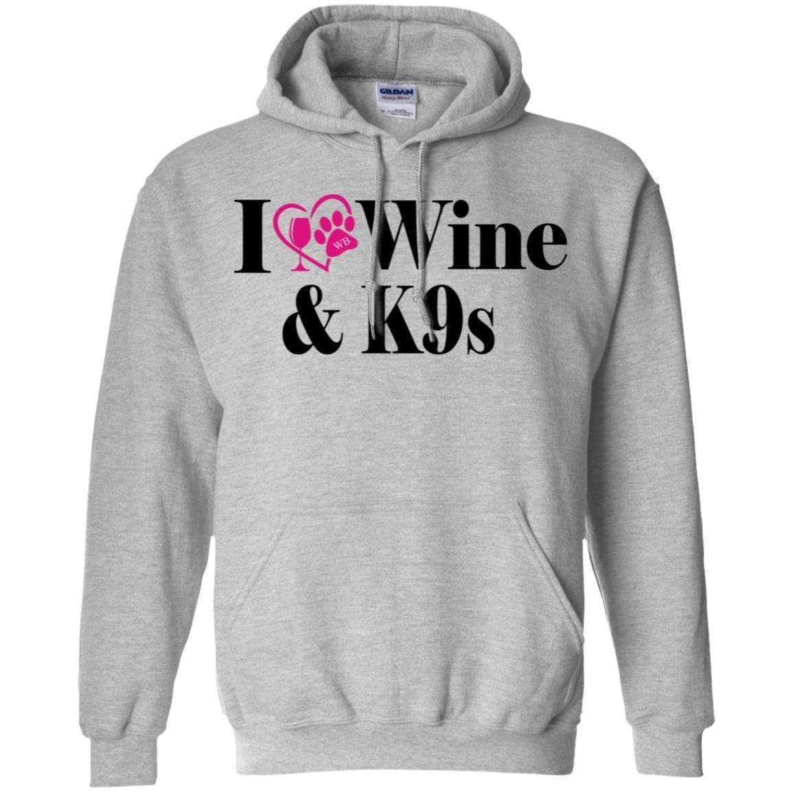 Sweatshirts Sport Grey / S WineyBitches.Co "I Love Wine and K9s" Pullover Hoodie 8 oz. WineyBitchesCo
