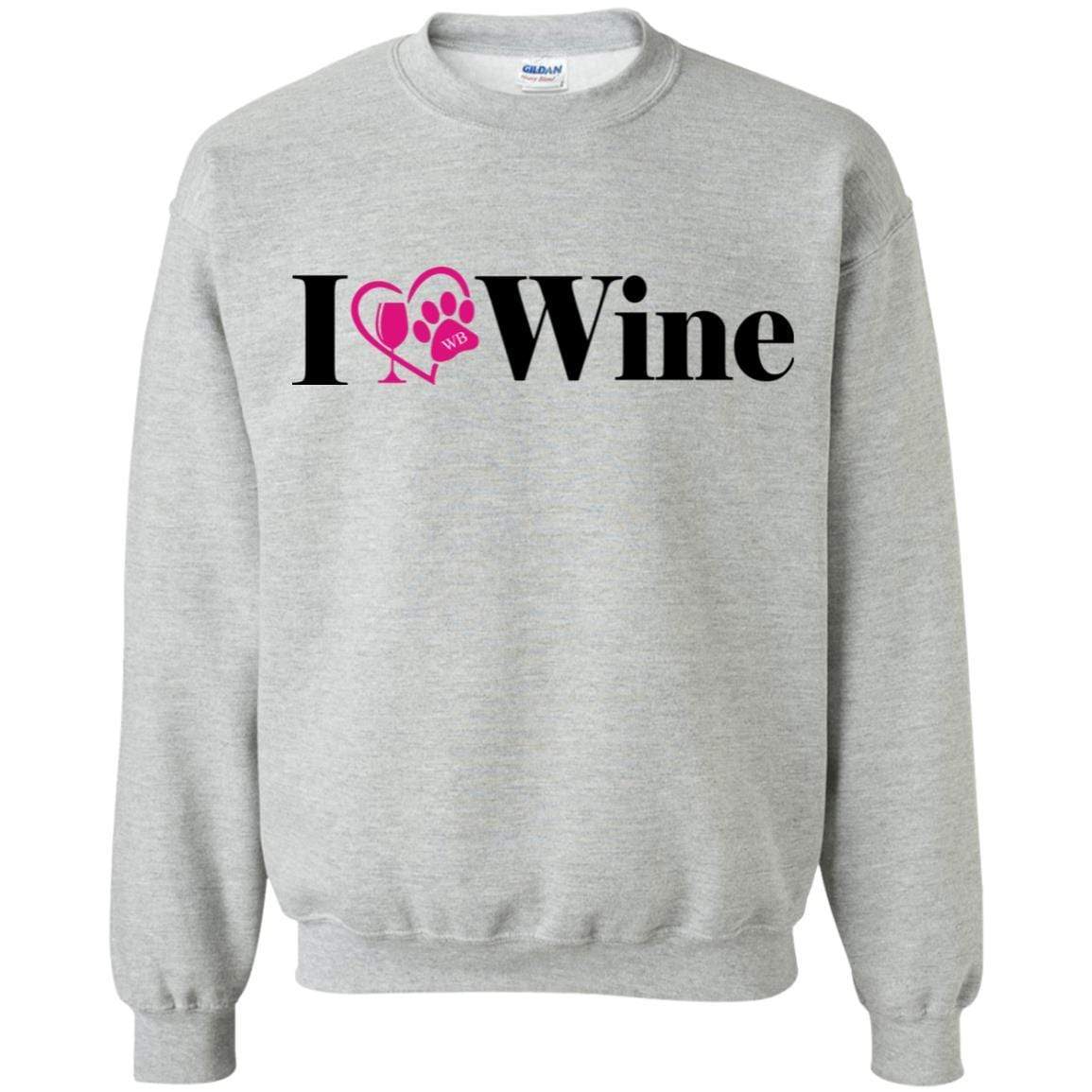 Sweatshirts Sport Grey / S WineyBitches.Co "I Love Wine" Gildan Crewneck Pullover Sweatshirt  8 oz. WineyBitchesCo
