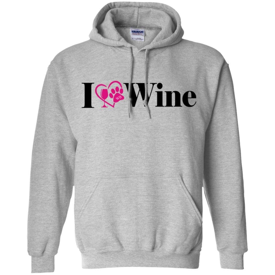 Sweatshirts Sport Grey / S WineyBitches.Co "I Love Wine" Gildan Pullover Hoodie 8 oz. WineyBitchesCo