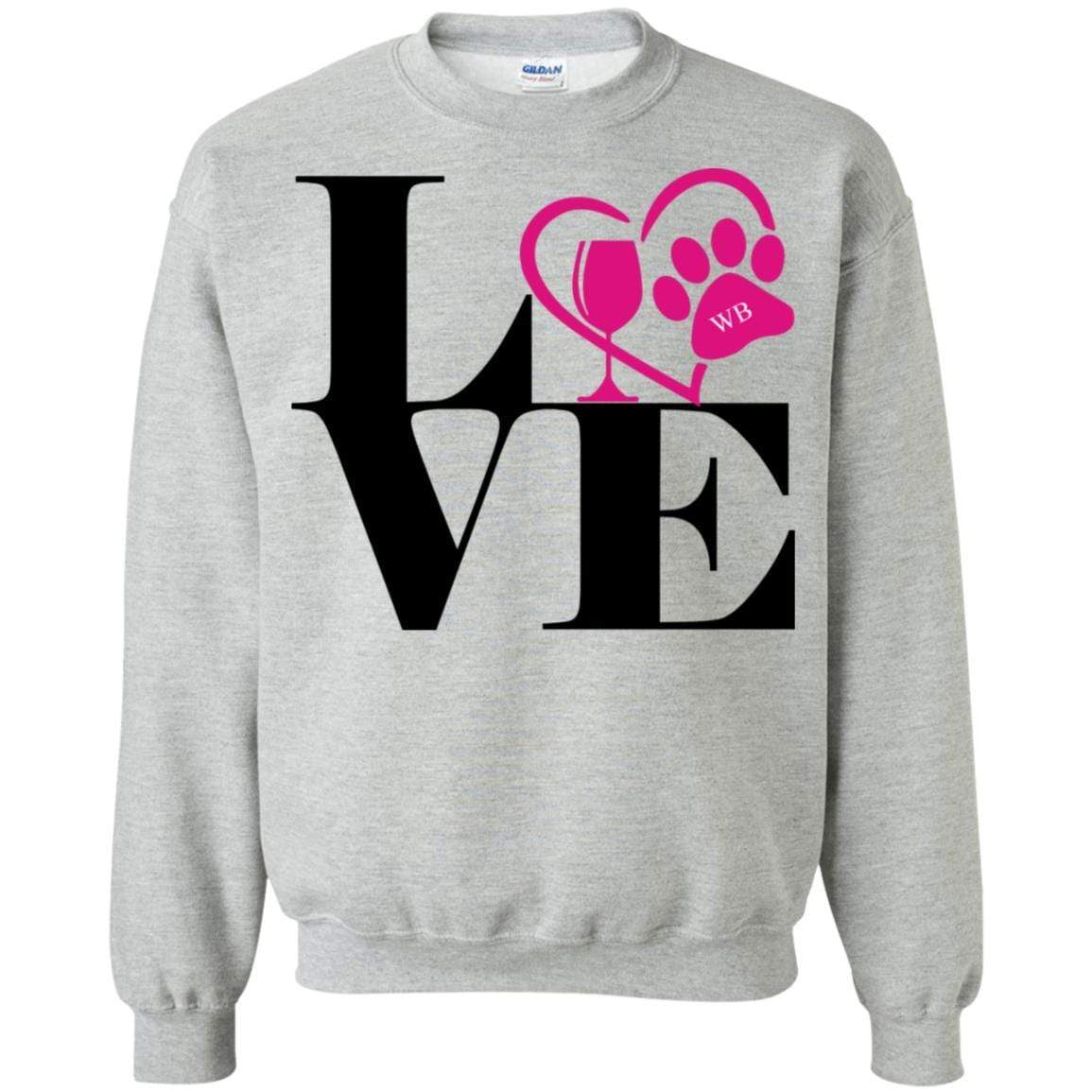 Sweatshirts Sport Grey / S WineyBitches.Co "Love Paw 2" Crewneck Pullover Sweatshirt  8 oz. WineyBitchesCo