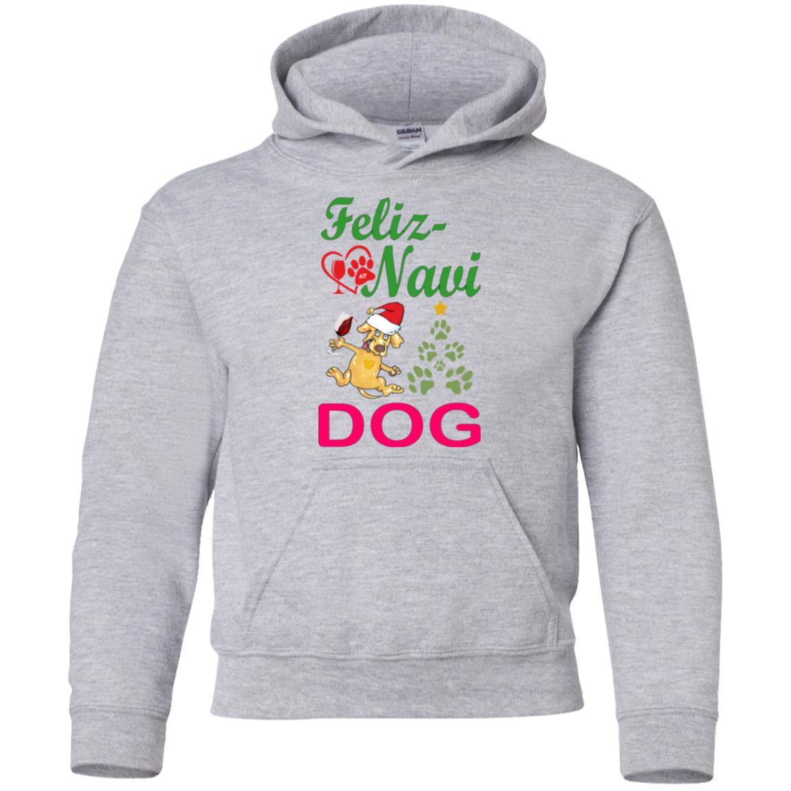 Sweatshirts Sport Grey / YS WineyBitches.co Feliz Navi Dog Youth Pullover Hoodie WineyBitchesCo