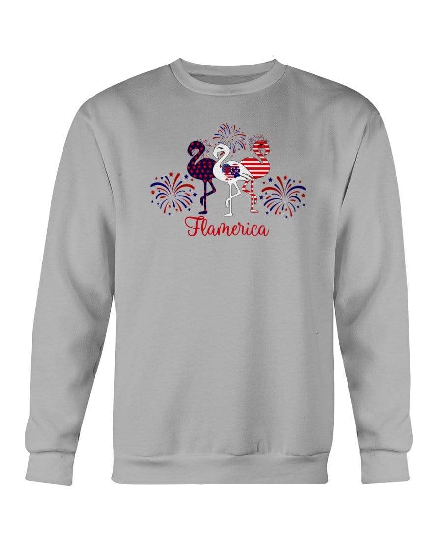 Sweatshirts Sports Grey / S Winey Bitches Co "Flamerica" Patriotic Flamingo Sweatshirt - Crew WineyBitchesCo