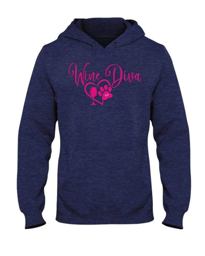 Sweatshirts Vintage Hth Navy / S Winey Bitches Co "Wine Diva 2" 50/50 Hoodie WineyBitchesCo