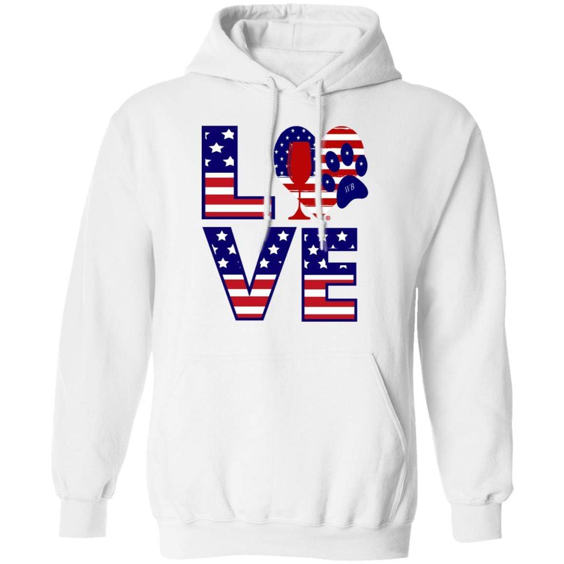 Sweatshirts White / S Winey Bitches Co "American Love Paw" Pullover Hoodie 8 oz. WineyBitchesCo