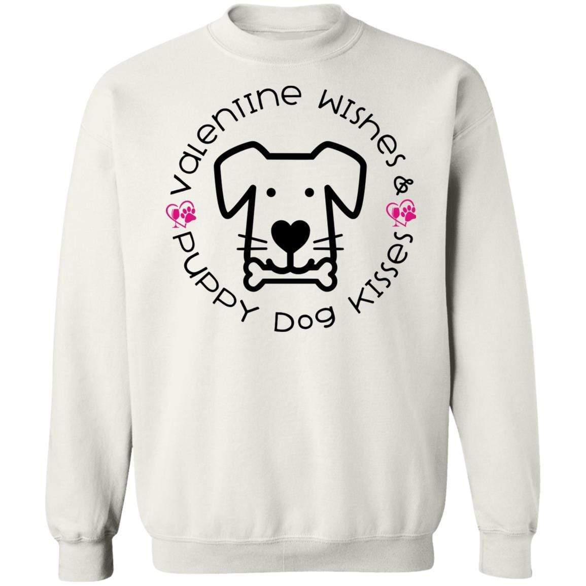 Sweatshirts White / S Winey Bitches Co Crewneck 'Valentine Wishes and Puppy Dog Kisses" (Dog) Pullover Sweatshirt  8 oz. WineyBitchesCo