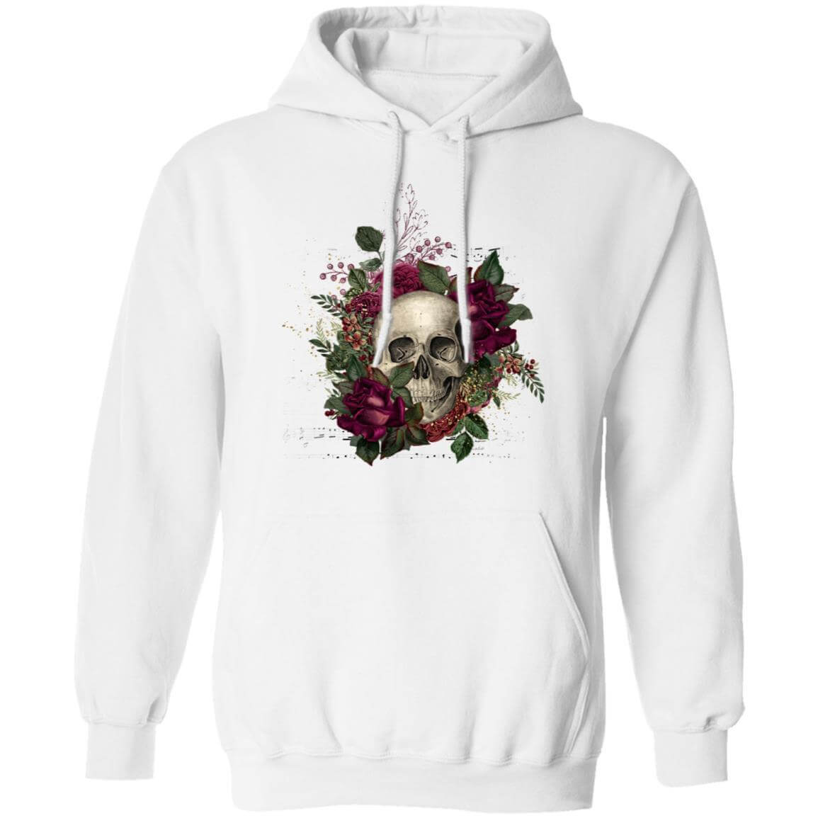 Sweatshirts White / S Winey Bitches Co Floral Skull Design #2 Pullover Hoodie 8 oz. WineyBitchesCo