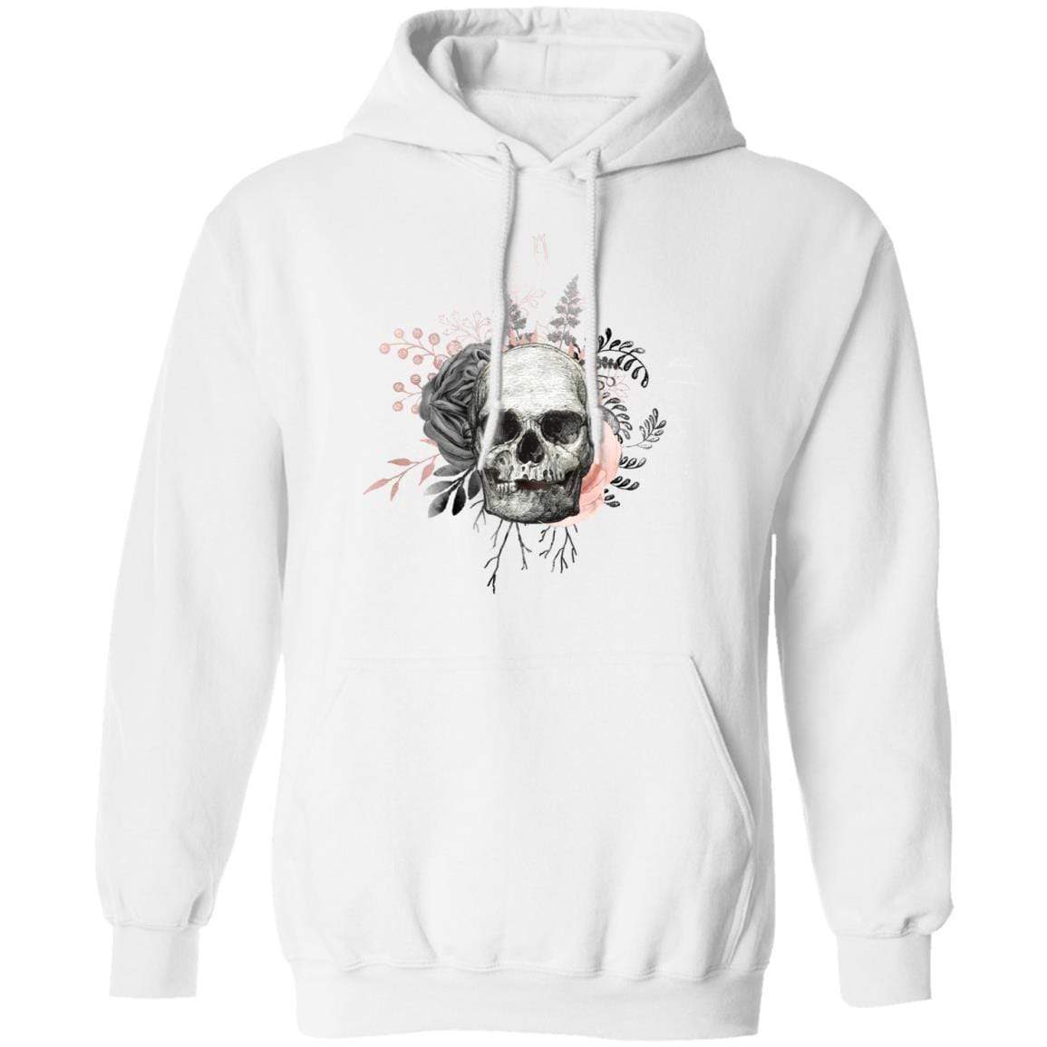 Sweatshirts White / S Winey Bitches Co Floral Skull Design #4 Pullover Hoodie 8 oz. WineyBitchesCo