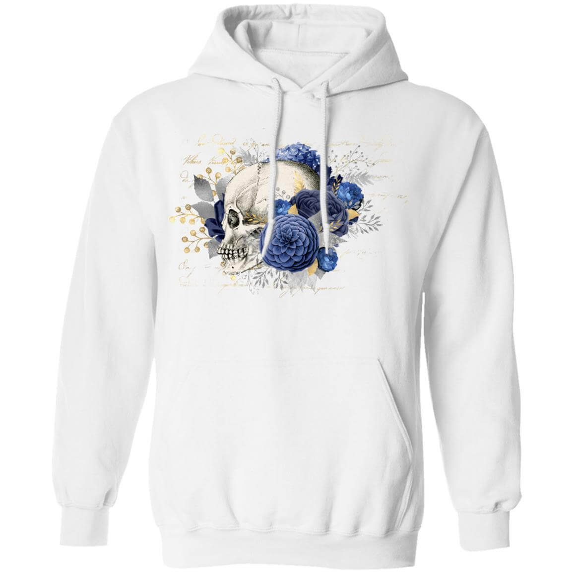 Sweatshirts White / S Winey Bitches Co Floral Skull Design #5 Pullover Hoodie 8 oz. WineyBitchesCo