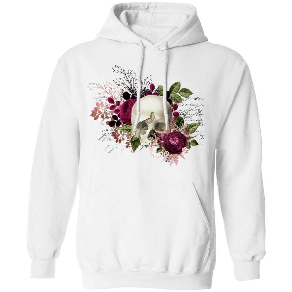 Sweatshirts White / S Winey Bitches Co Floral Skull Design #6 Pullover Hoodie 8 oz. WineyBitchesCo