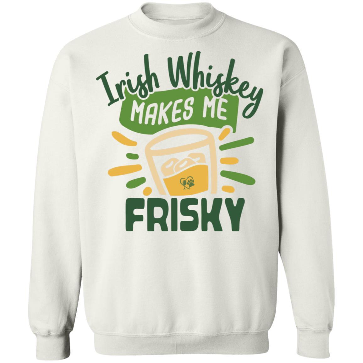 Sweatshirts White / S Winey Bitches Co "Irish Whiskey Makes Me Frisky" Crewneck Pullover Sweatshirt  8 oz. WineyBitchesCo