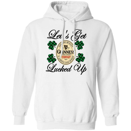 Sweatshirts White / S Winey Bitches Co "Let's Get Lucked Up" Guinness Pullover Hoodie 8 oz. WineyBitchesCo