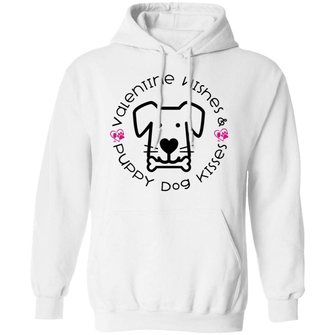 Sweatshirts White / S Winey Bitches Co Valentine Wishes and Puppy Dog Kisses" (Dog) Pullover Hoodie 8 oz. WineyBitchesCo