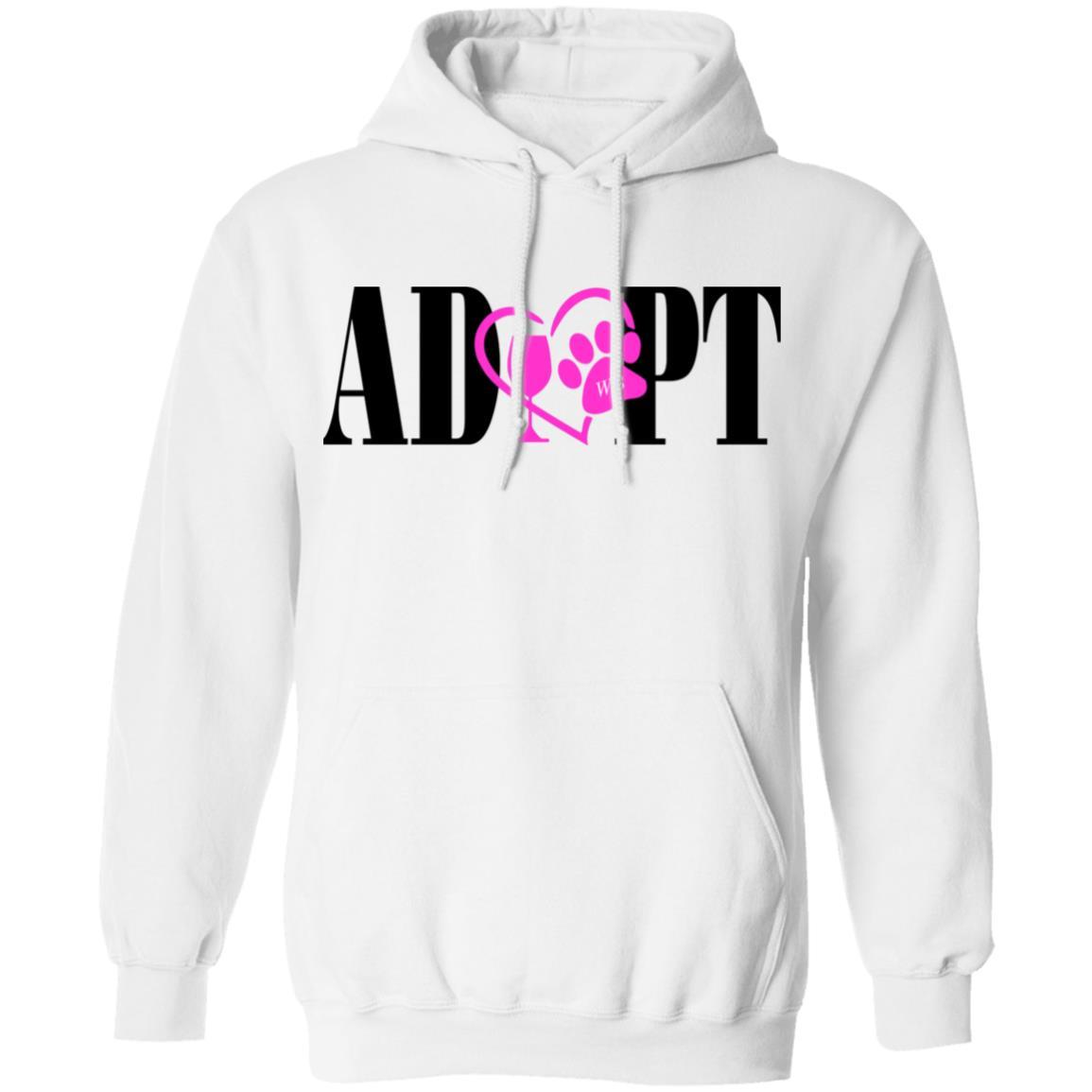 Sweatshirts White / S WineyBitches.Co “Adopt” Pullover Hoodie 8 oz.- Pink Heart- Blk Lettering WineyBitchesCo