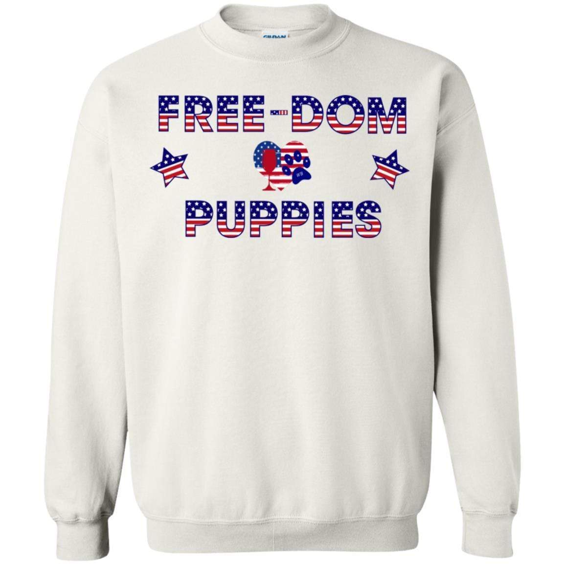 Sweatshirts White / S WineyBitches.Co Free-Dom Puppies Crewneck Pullover Sweatshirt  8 oz. WineyBitchesCo