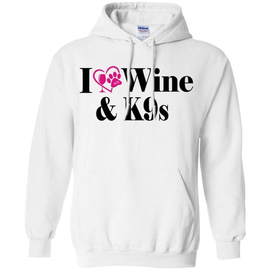 Sweatshirts White / S WineyBitches.Co "I Love Wine and K9s" Pullover Hoodie 8 oz. WineyBitchesCo