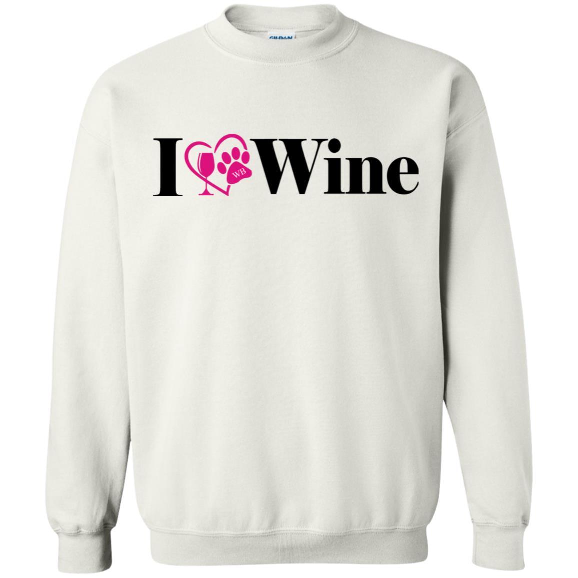 Sweatshirts White / S WineyBitches.Co "I Love Wine" Gildan Crewneck Pullover Sweatshirt  8 oz. WineyBitchesCo