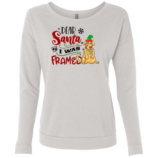 Sweatshirts White / S WineyBitches.Co Ladies' "Dear Santa I Was Framed" French Terry Scoop WineyBitchesCo