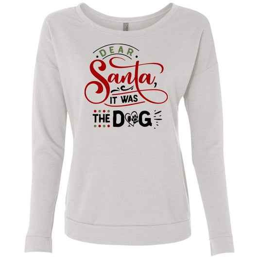 Sweatshirts White / S WineyBitches.Co Ladies' "Dear Santa It Was The Dog" French Terry Scoop WineyBitchesCo