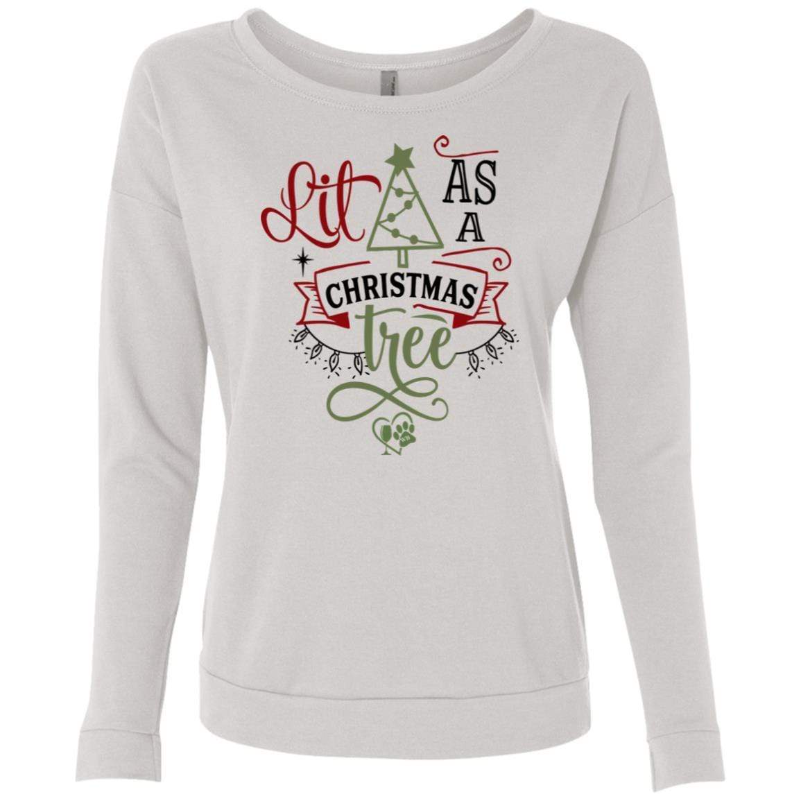 Sweatshirts White / S WineyBitches.Co Ladies' "Lit As A Christmas Tree" French Terry Scoop WineyBitchesCo