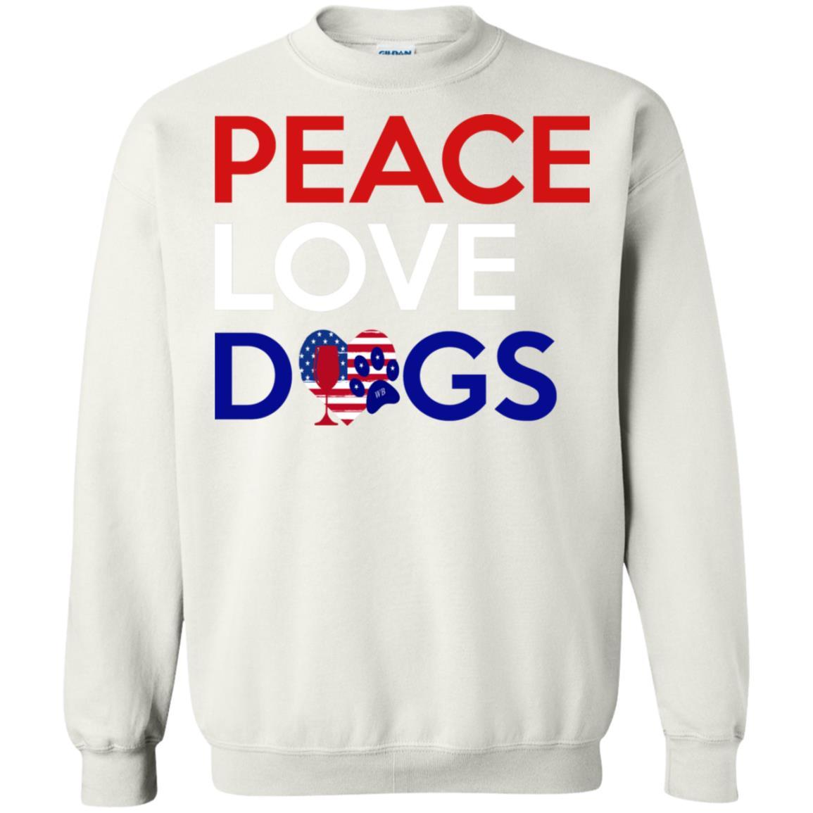 Sweatshirts White / S WineyBitches.Co Peace Love Dogs Crewneck Pullover Sweatshirt  8 oz. WineyBitchesCo