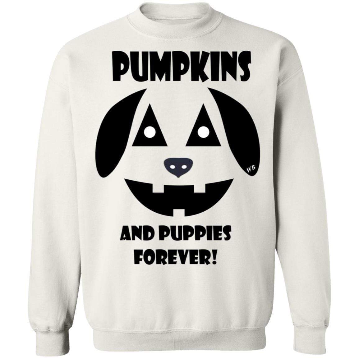 Sweatshirts White / S WineyBitches.Co "Pumpkins and Puppies Forever" Halloween Crewneck Pullover Sweatshirt  8 oz. WineyBitchesCo