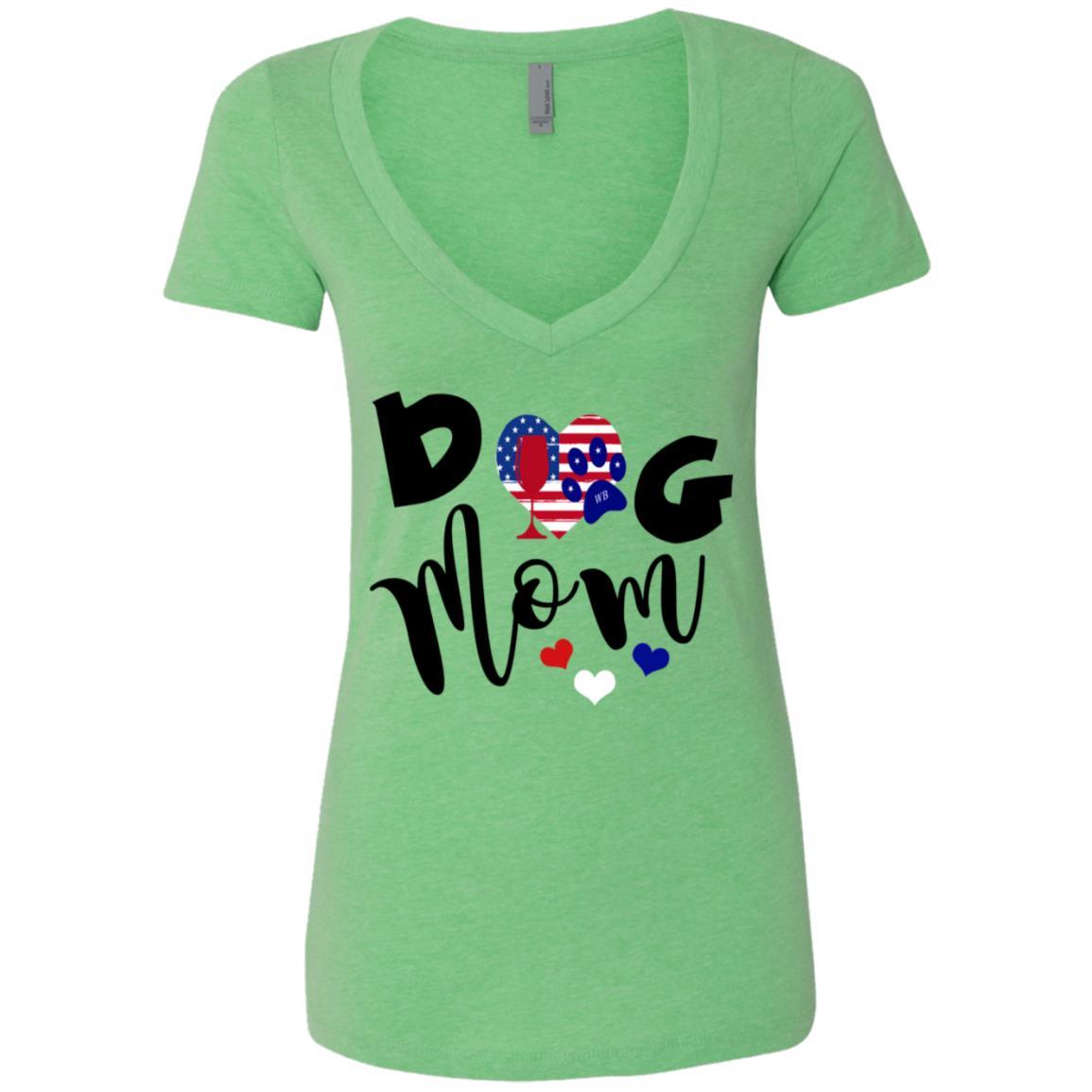 T-Shirts Apple Green / S WineyBitches.Col Dog Mom Ladies' Deep V-Neck T-Shirt WineyBitchesCo