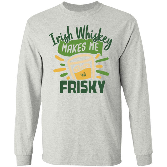 T-Shirts Ash / S Winey Bitches Co "Irish Whiskey Makes Me Frisky" LS Ultra Cotton T-Shirt WineyBitchesCo