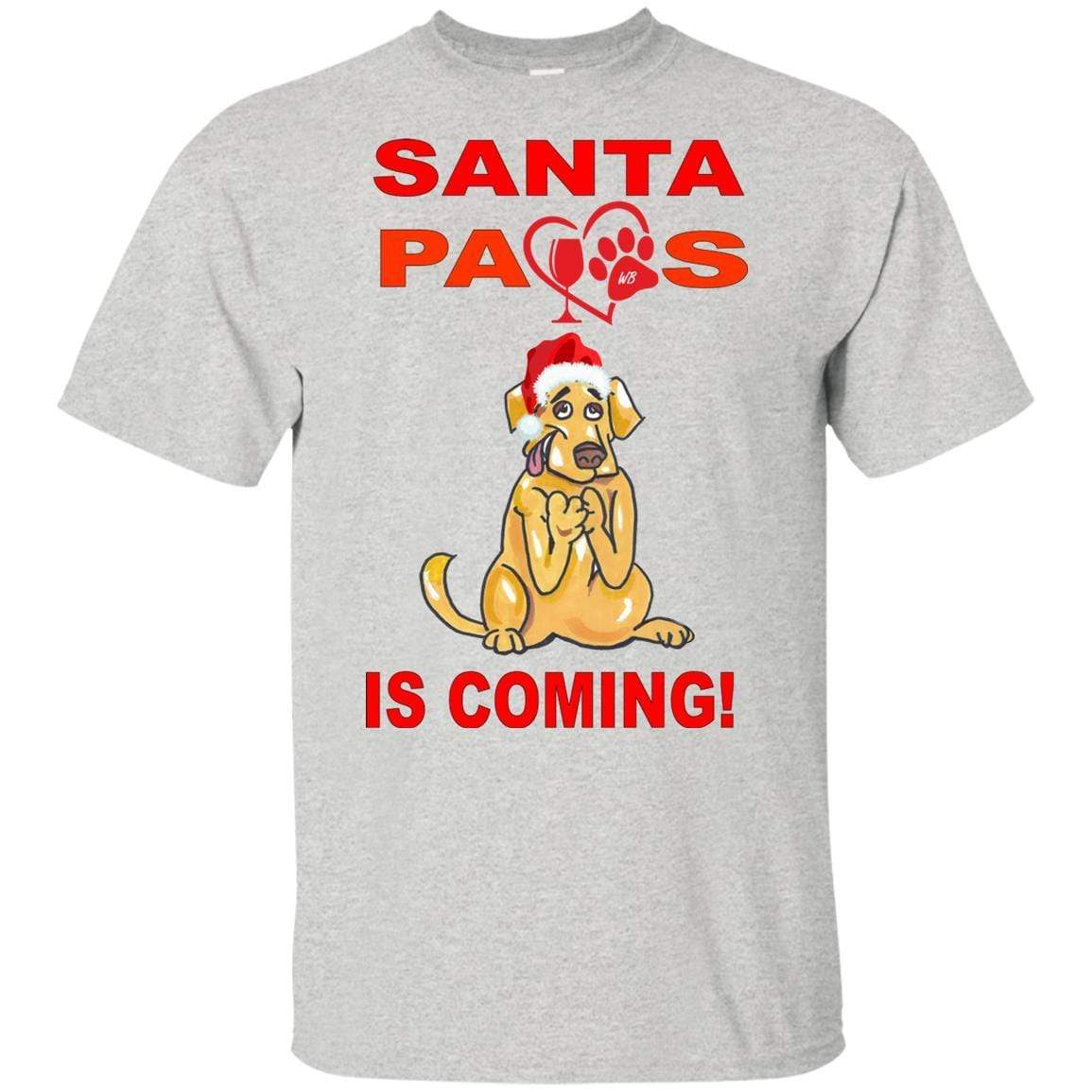 T-Shirts Ash / YXS WineyBitches.co Santa Paws Is Coming Youth Ultra Cotton T-Shirt WineyBitchesCo