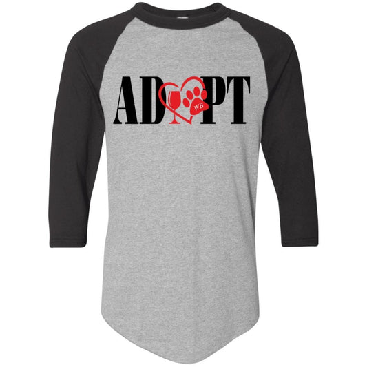 T-Shirts Athletic Heather/Black / S Winey Bitches Co "Adopt" Augusta Colorblock Raglan Jersey WineyBitchesCo