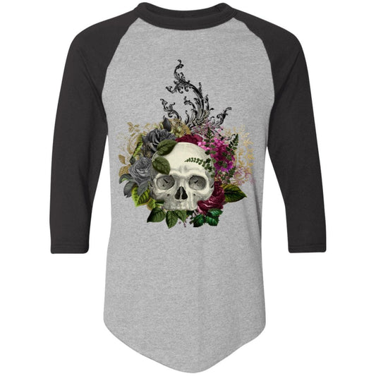 T-Shirts Athletic Heather/Black / S Winey Bitches Co Skull Design #1 Colorblock Raglan Jersey WineyBitchesCo