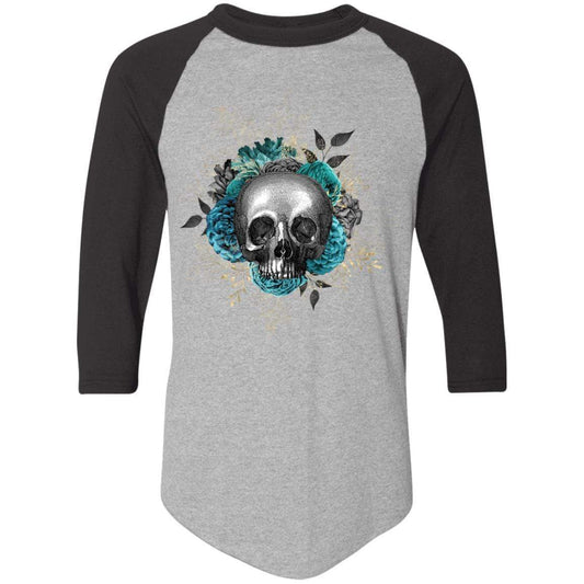 T-Shirts Athletic Heather/Black / S Winey Bitches Co Skull Design #3 Colorblock Raglan Jersey WineyBitchesCo