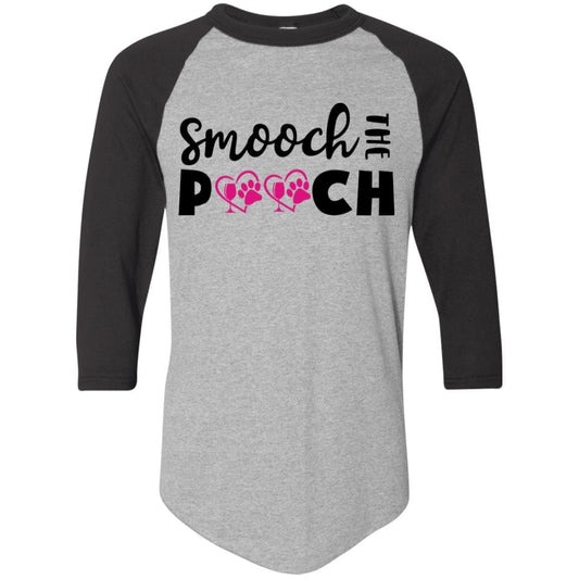 T-Shirts Athletic Heather/Black / S Winey Bitches Co "Smooch The Pooch" Colorblock Raglan Jersey WineyBitchesCo