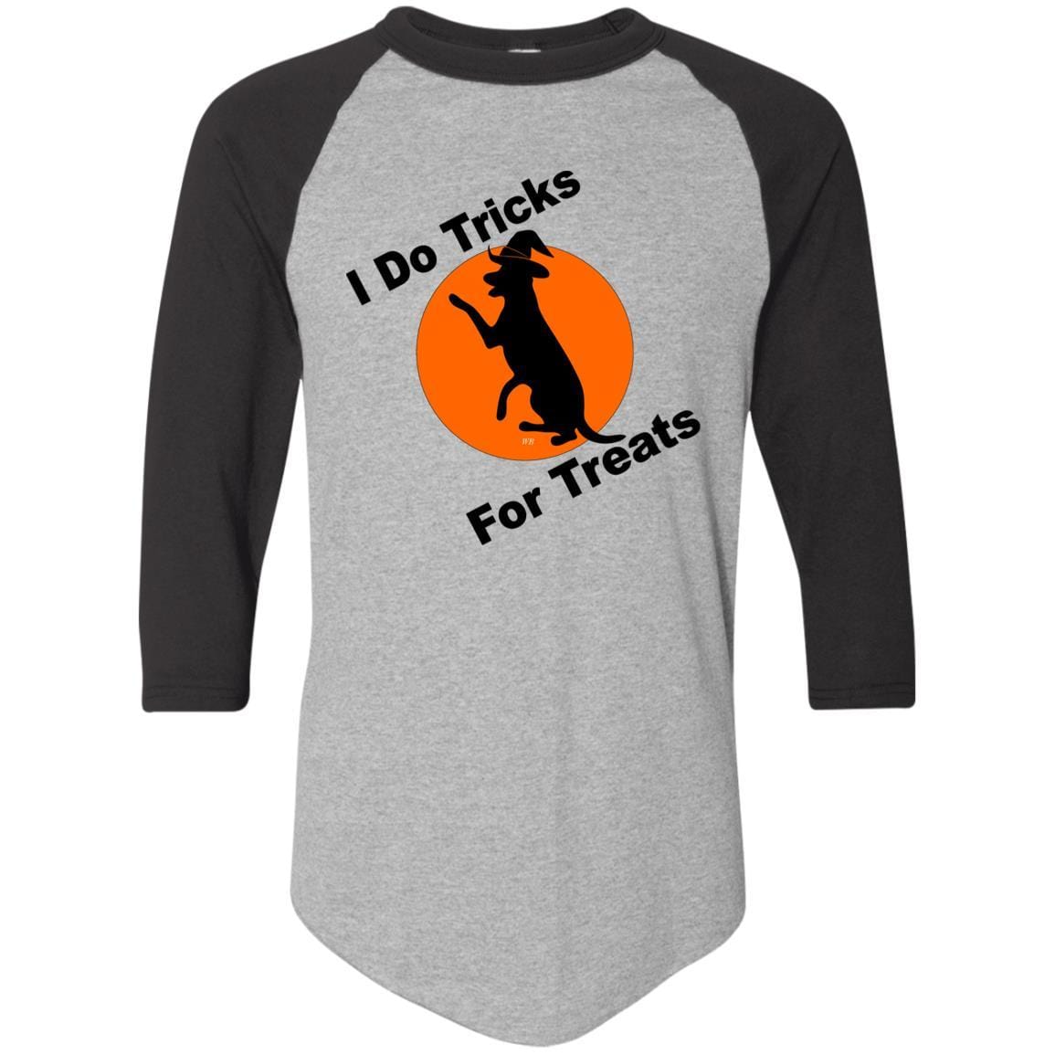 T-Shirts Athletic Heather/Black / S WineyBitches.Co "I Do Tricks For Treats" Dog- Colorblock Raglan Jersey WineyBitchesCo