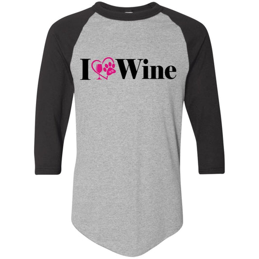 T-Shirts Athletic Heather/Black / S WineyBitches.Co "I Love Wine" Augusta Colorblock Raglan Jersey WineyBitchesCo