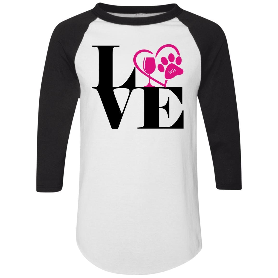 T-Shirts Athletic Heather/Black / S WineyBitches.Co "Love Paw 2" Augusta Colorblock Raglan Jersey WineyBitchesCo