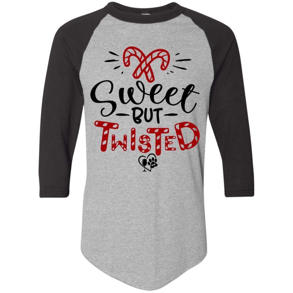 T-Shirts Athletic Heather/Black / S WineyBitches.Co "Sweet But Twisted" Holiday Colorblock Raglan Jersey WineyBitchesCo