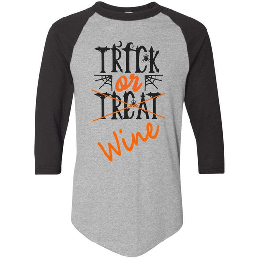 T-Shirts Athletic Heather/Black / S WineyBitches.Co "Trick Or Wine" Halloween Colorblock Raglan Jersey WineyBitchesCo