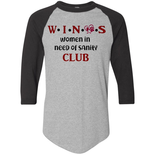 T-Shirts Athletic Heather/Black / S WineyBitches.Co WINOS Club Colorblock Raglan Jersey (Burg Lettering) WineyBitchesCo