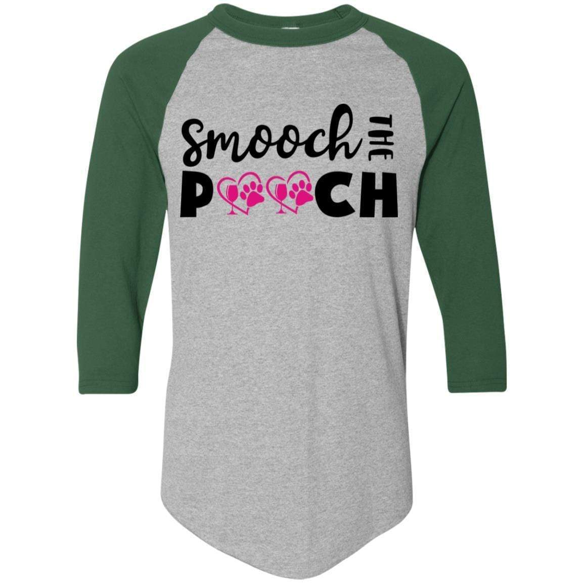 T-Shirts Athletic Heather/Dark Green / S Winey Bitches Co "Smooch The Pooch" Colorblock Raglan Jersey WineyBitchesCo