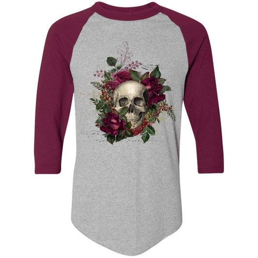 T-Shirts Athletic Heather/Maroon / S Winey Bitches Co Skull Design #2 Colorblock Raglan Jersey WineyBitchesCo