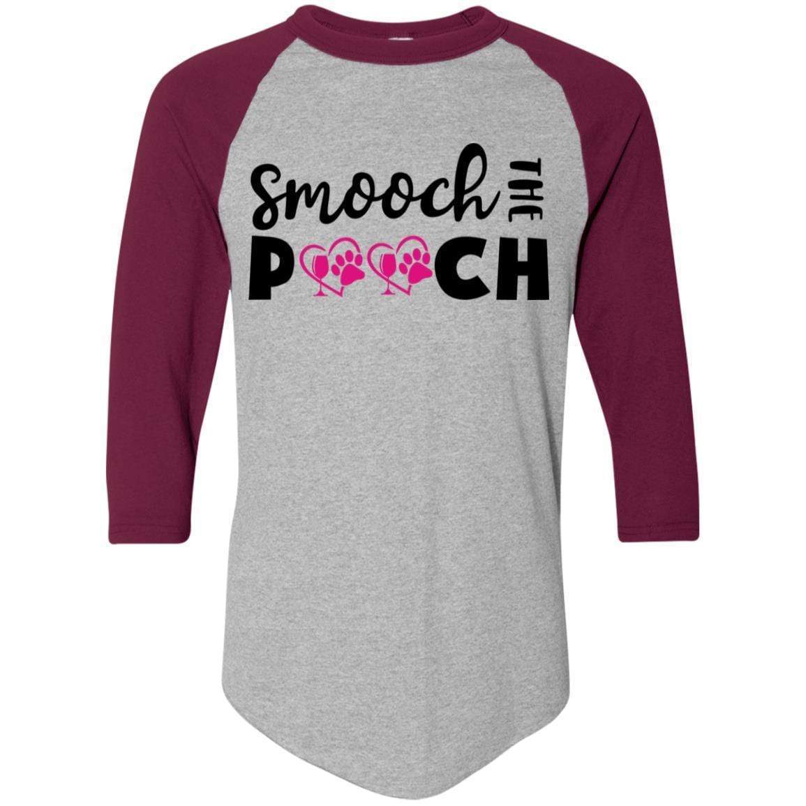 T-Shirts Athletic Heather/Maroon / S Winey Bitches Co "Smooch The Pooch" Colorblock Raglan Jersey WineyBitchesCo